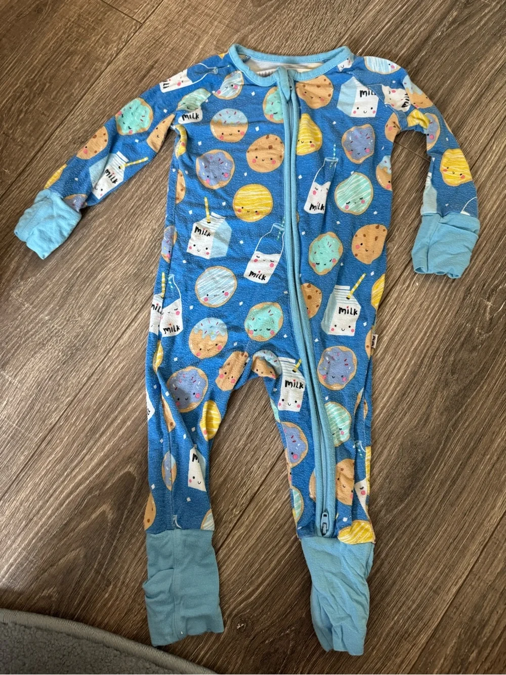Little Sleepies Blue Cookie & Milk Print Convertible One-Piece